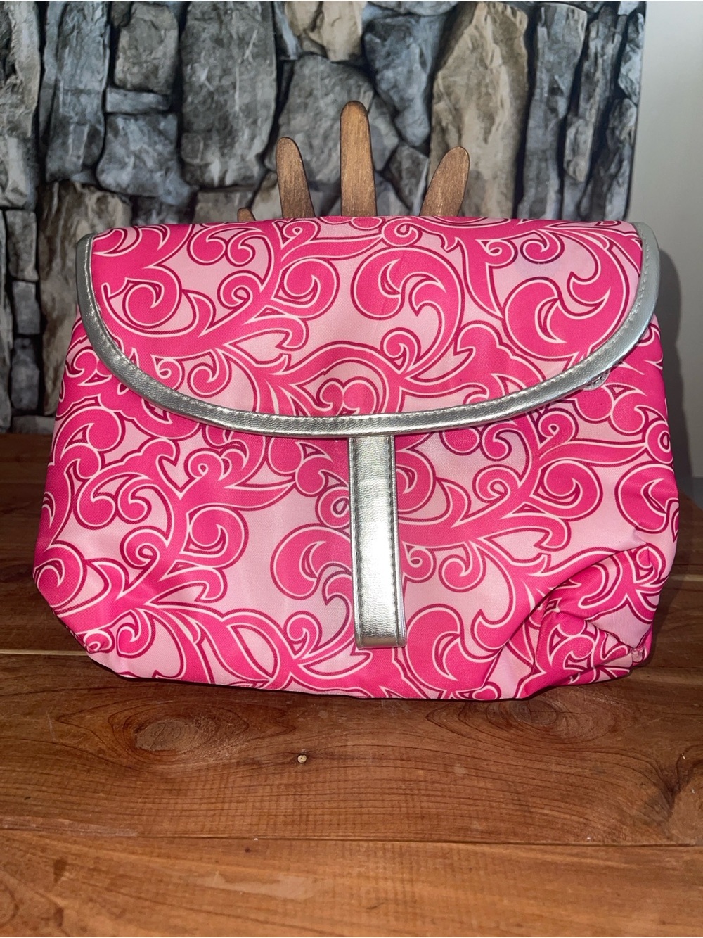 Pink Swirl Pattern Women's Cosmetic Travel Tote 3 Compartments